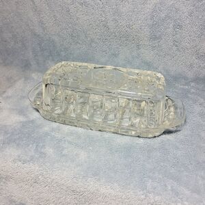 Vintage 1960s Anchor Hocking Star of David Butter Dish Cut Crystal Pressed Glass